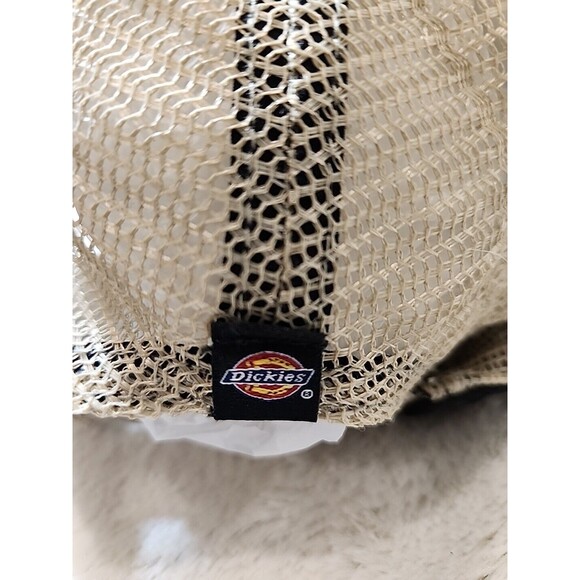 DICKIES Since‎ 1922 Workwear Vintage Snapback Foam Mesh Trucker Hat Cap Navy Tan - Picture 4 of 8